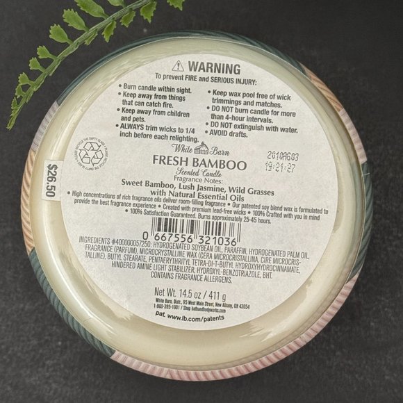 BBW Fresh Bamboo White Barn Bath & Body Works 3 Wick Candle - Picture 10 of 10
